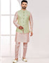 Readymade Men's traditional wear Green Kurta Mukti Lucknowni Jaq Pant Front View