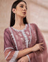 Pakistani Style Kurta Set With Dupatta Brownish Purple Imported Liva Pant Straight Side View