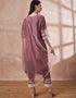 Pakistani Style Kurta Set With Dupatta Brownish Purple Imported Liva Pant Straight Back View