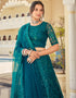 Cocktail Designer Net Lehenga Choli Elf Green Soft Net Lehenga Choli Close-up View