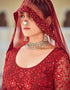 Cocktail Designer Net Lehenga Choli Persian Red Soft Net Lehenga Choli Close-up View