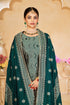 Trendy Party Wear Faux Georgette Salwar Suit Gable Green Blooming Vichitra Pant Straight Close-up View