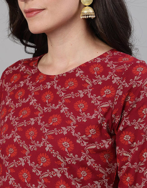 Trendy Style Pure Cotton Salwar Suit Faded Red Pure Cotton Pant Straight Close-up View