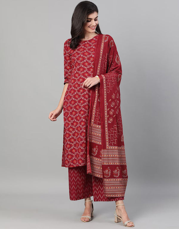 Trendy Style Pure Cotton Salwar Suit Faded Red Pure Cotton Pant Straight Front View
