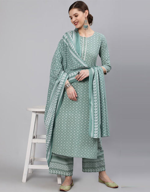 Trendy Style Pure Cotton Salwar Suit Hit Grey Pure Cotton Pant Straight Front View