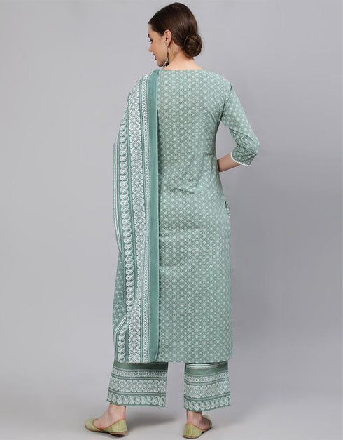 Trendy Style Pure Cotton Salwar Suit Hit Grey Pure Cotton Pant Straight Back View