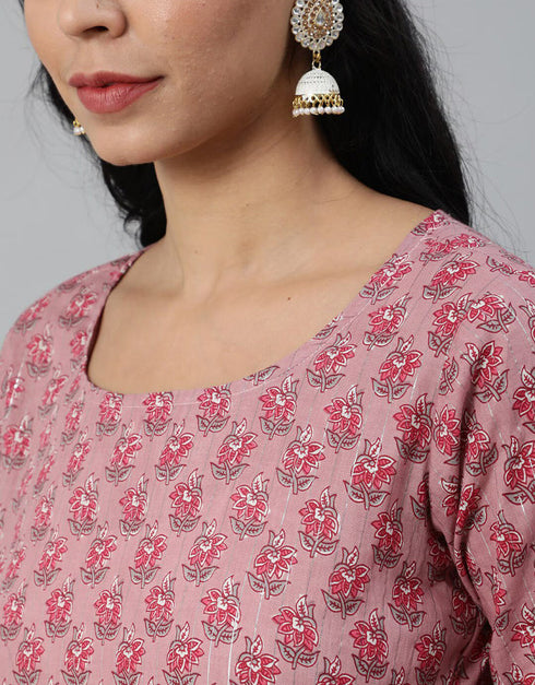 Trendy Style Pure Cotton Salwar Suit Pink Rose Pure Cotton Pant Straight Close-up View