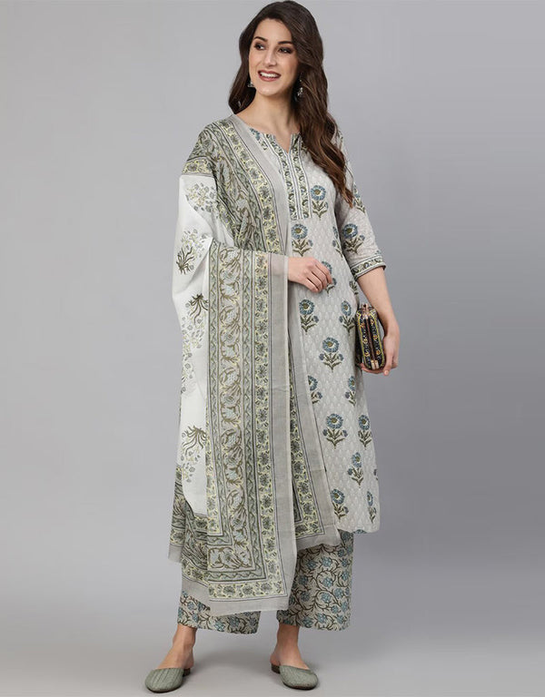 Trendy Style Pure Cotton Salwar Suit Lemon Grass Pure Cotton Pant Straight Front View