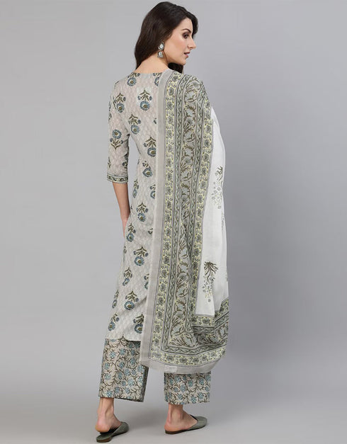 Trendy Style Pure Cotton Salwar Suit Lemon Grass Pure Cotton Pant Straight Back View