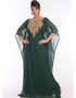 Islamic Bottle Green Georgette Hand Embroidery Party Wear Kaftan
