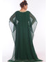 Islamic Bottle Green Georgette Hand Embroidery Party Wear Kaftan
