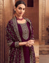 Trendy Party Wear Faux Georgette Salwar Suit Dark Maroon Blooming Georgette Pant Straight Close-up View