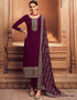Trendy Party Wear Faux Georgette Salwar Suit Dark Maroon Blooming Georgette Pant Straight Front View