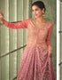 Trendy Long Achkan Anarkali Dress Burnt Pink Georgette Pant Anarkali Close-up View