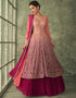 Trendy Long Achkan Anarkali Dress Burnt Pink Georgette Pant Anarkali Front View