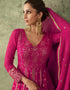 Trendy Long Achkan Anarkali Dress Debian Red Georgette Pant Anarkali Close-up View