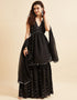 Mirror Work Sarara Salwar Kameez Onyx Poly Georgette Sharara Suit Front View