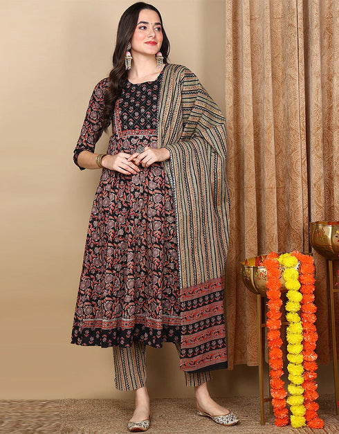 Flared Style Suit With Trowser Pant Cinder Cotton Pant Suit Front View