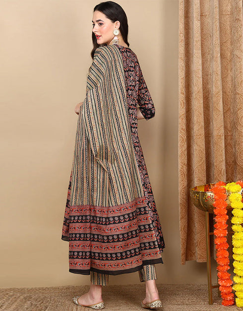 Flared Style Suit With Trowser Pant Cinder Cotton Pant Suit Back View