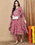 Flared Style Suit With Trowser Pant Tulip Pink Cotton Pant Suit Front View
