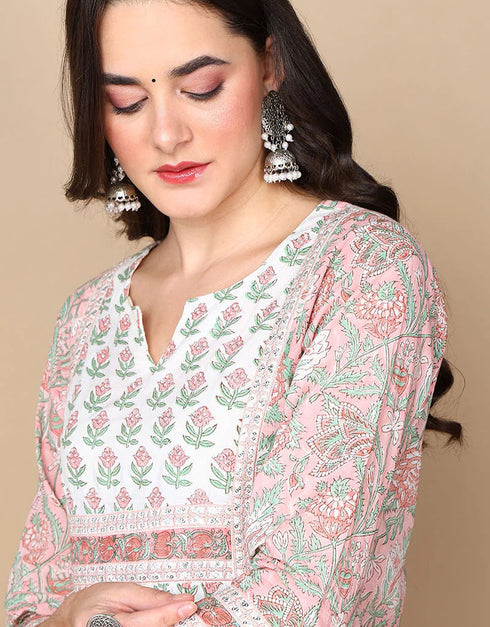 Flared Style Suit With Trowser Pant Pink Flare Cotton Pant Suit Close-up View