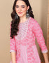 Flared Style Suit With Trowser Pant Pink Sherbet Rayon Pant Suit Close-up View