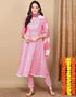 Flared Style Suit With Trowser Pant Pink Sherbet Rayon Pant Suit Front View