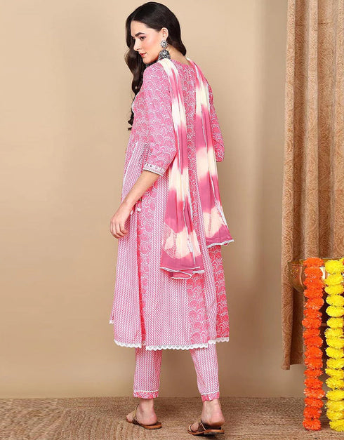 Flared Style Suit With Trowser Pant Pink Sherbet Rayon Pant Suit Back View