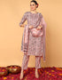 Trendy Pure Cotton Ready Made Set With Dupatta Light Rose Cotton Pant Straight Front View