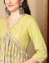 Trendy Pure Cotton Ready Made Set With Dupatta Lemon Ginger Cotton Pant Straight Close-up View