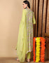 Trendy Pure Cotton Ready Made Set With Dupatta Lemon Ginger Cotton Pant Straight Back View