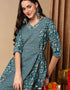 Trendy Pure Cotton Ready Made Set With Dupatta Light Navy Blue Cotton Pant Straight Close-up View