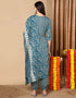 Trendy Pure Cotton Ready Made Set With Dupatta Light Navy Blue Cotton Pant Straight Back View