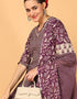 Trendy Pure Cotton Ready Made Set With Dupatta Old Mauve Cotton Pant Straight Close-up View