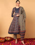 Trendy Pure Cotton Ready Made Set With Dupatta Pickled Bluewood Cotton Pant Straight Front View