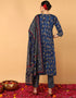 Trendy Pure Cotton Ready Made Set With Dupatta Chathams Blue Cotton Pant Straight Back View