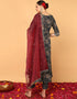 Trendy Pure Cotton Ready Made Set With Dupatta Davy Grey Cotton Pant Straight Back View