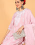 Trendy Pure Cotton Ready Made Set With Dupatta Light Rose Cotton Pant Straight Close-up View