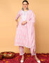 Trendy Pure Cotton Ready Made Set With Dupatta Light Rose Cotton Pant Straight Front View
