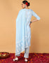 Trendy Pure Cotton Ready Made Set With Dupatta Hawkes Blue Cotton Pant Straight Back View