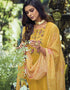 Trendy Pakistani Style Salwar Kameez Indian Yellow Pure Cotton Pant Straight Close-up View