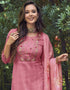 Trendy Pakistani Style Salwar Kameez Muted Pink Pure Cotton Pant Straight Back View