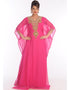 Arabic Pink Georgette Hand Embroidery Party Wear Kaftan