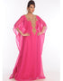 Arabic Pink Georgette Hand Embroidery Party Wear Kaftan