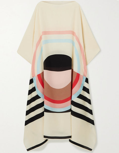 Beige Latest Soft Silk Crepe Kaftan maxikaftan