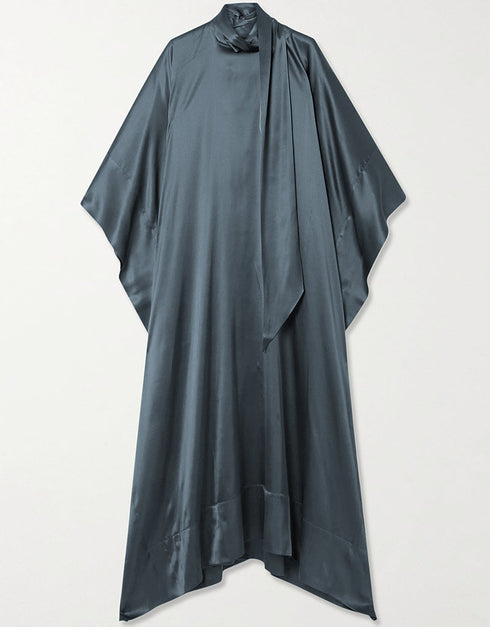 Davy Grey Heavy Designer Heavy Fency Maxi Dress Luxury Silk Kaftan