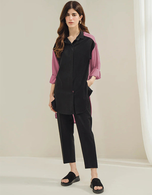 Salmon Korean Bsy Pant Shirt Front View