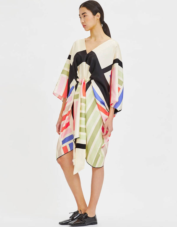 Beige Soft Satin Silk Kaftan