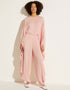 oyster pink korean bsy trendy designer party wear jumpsuit + belt digital printed work details for dress jsdc-7028 Front View