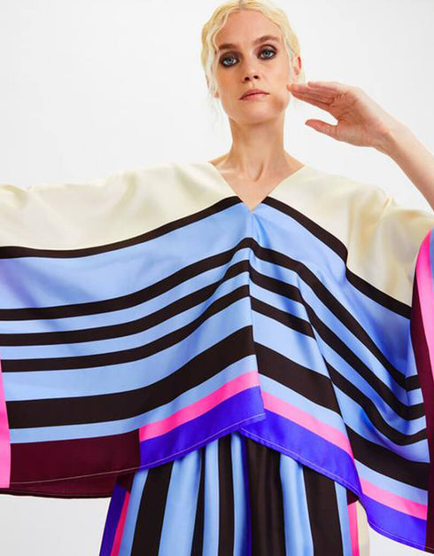 Baby Blue Latest Printed Maxi Dress Back View